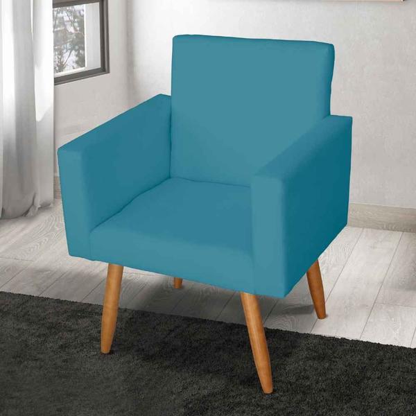 Imagem de Poltrona Decorativa Nina Suede Azul Turquesa - Móveis Mafer