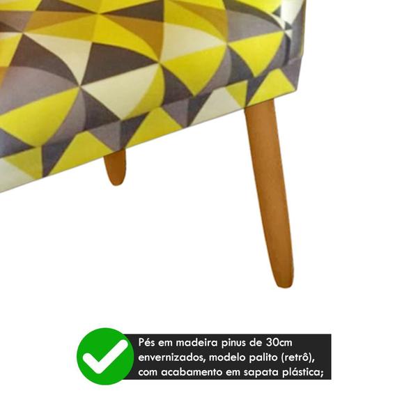 Imagem de Poltrona Decorativa Nina Suede Triangulo Amarelo com Rodapé