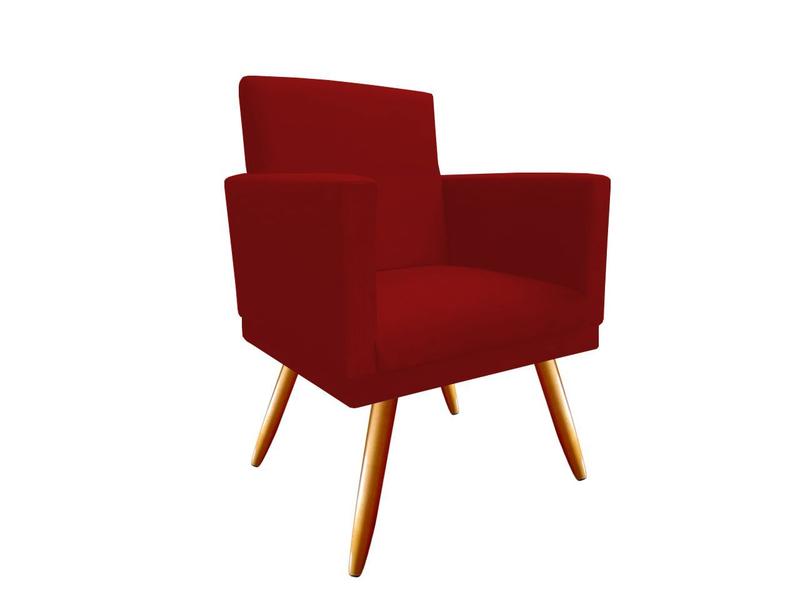 Imagem de Poltrona Decorativa Nina Suede Vermelho Pés Madeira Mz Decor