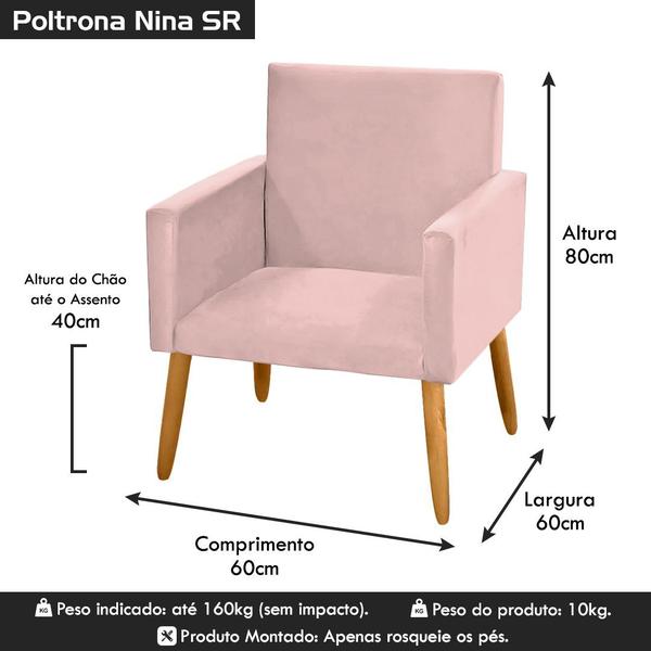 Imagem de Poltrona Decorativa Nina Veludo Rosê Rosa