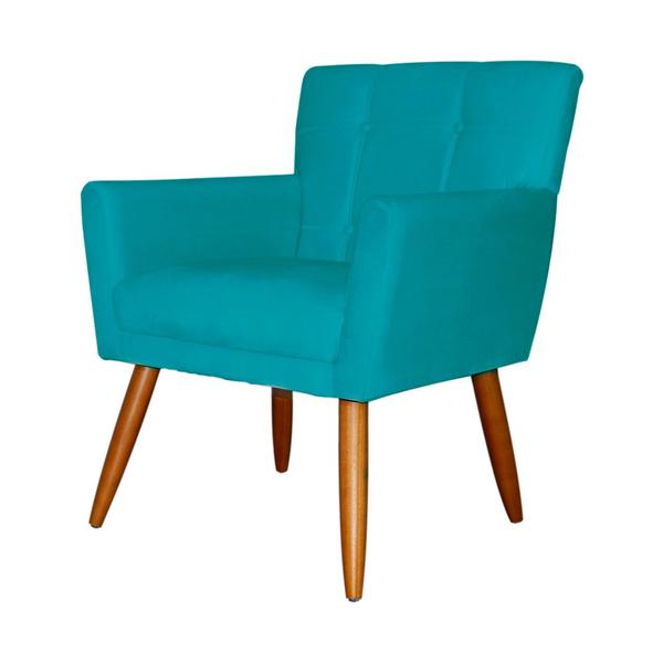 Imagem de Poltrona Decorativa Onix Suede Azul Turquesa  - DS Estofados