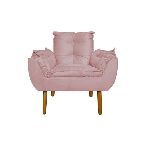 Imagem de Poltrona Decorativa Opala Amamentação Escritório Sala Recepção Veludo Rosa Bebê - Montanaris Decor