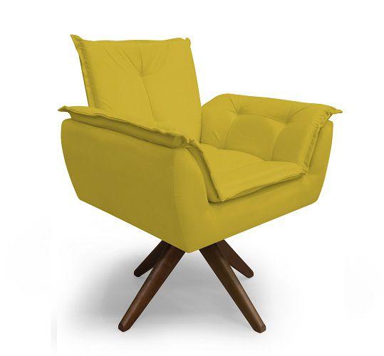 Imagem de Poltrona Decorativa Opala Base Giratória Suede Amarelo - MeularDecor