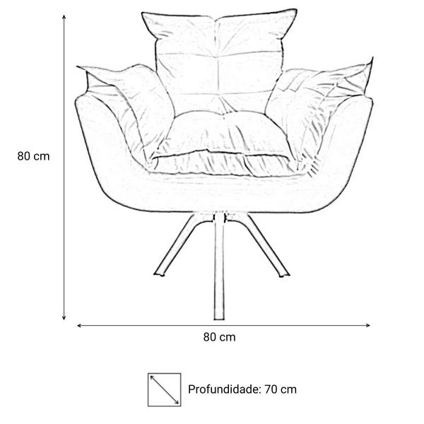 Imagem de Poltrona Decorativa Opala Base Giratória Suede Cinza Mz Decor