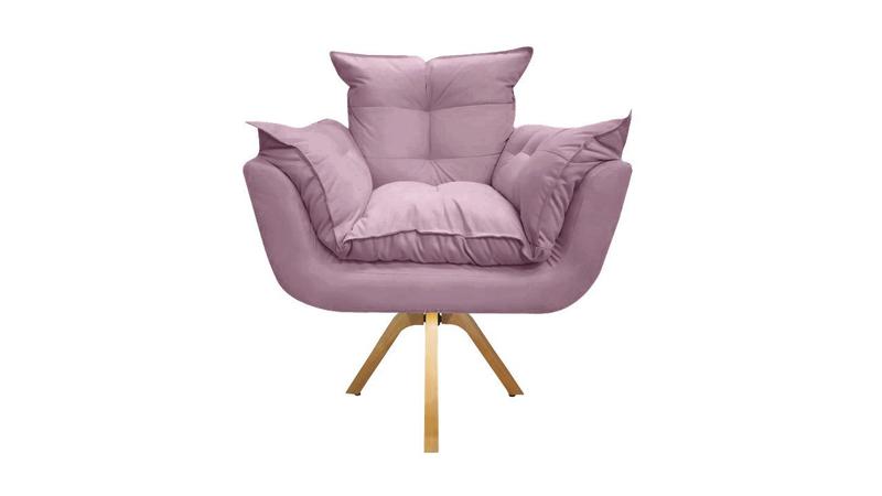 Imagem de Poltrona Decorativa Opala Base Giratória Suede Rosé Ms Decor