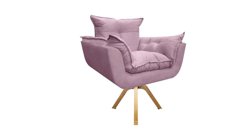 Imagem de Poltrona Decorativa Opala Base Giratória Suede Rosé Ms Decor