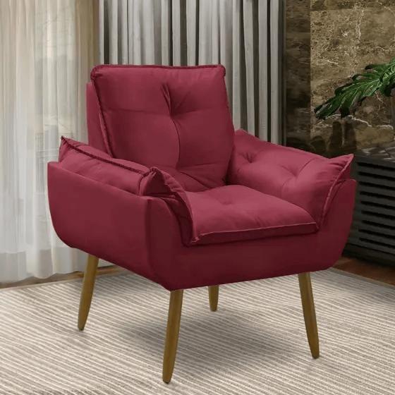 Imagem de Poltrona decorativa opala confortável para sala quarto recepção escritorio suede luxo