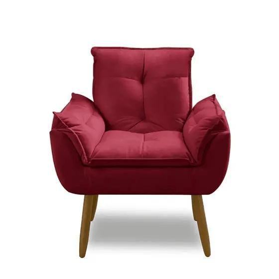 Imagem de Poltrona decorativa opala confortável para sala quarto recepção escritorio suede luxo