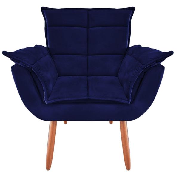 Imagem de Poltrona Decorativa Opala Pés Palito Suede Azul Marinho Sala Recepção Luxo