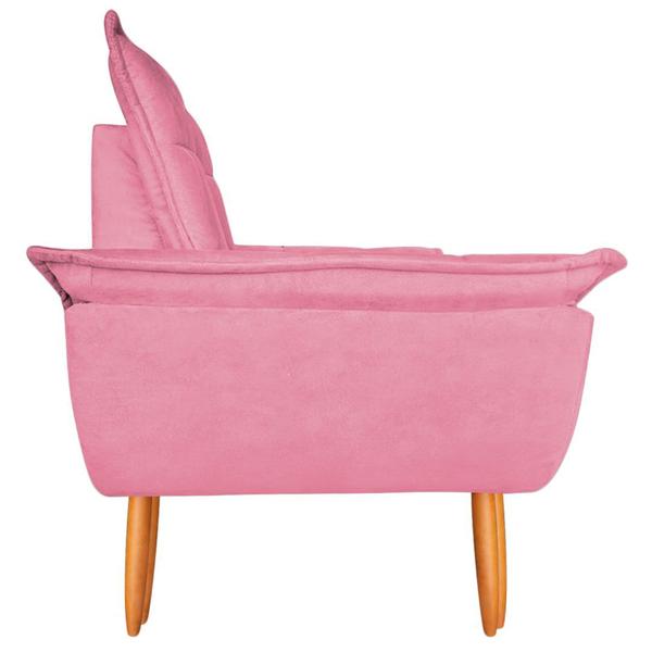 Imagem de Poltrona Decorativa Opala Pés Palito Suede Rosa Rose Sala Recepção Luxo