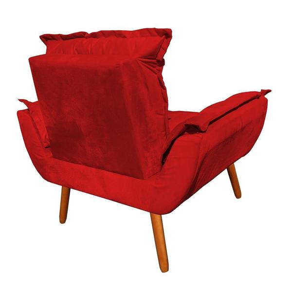 Imagem de Poltrona Decorativa Opala Sala De Estar Suede Vermelho