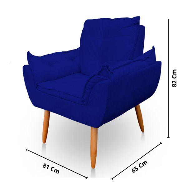 Imagem de Poltrona Decorativa Opala Sala de Estar Tecido Suede Azul Marinho Kimi Decor