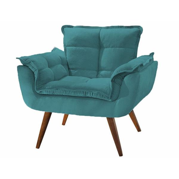 Imagem de Poltrona Decorativa Opala Sala Sued Azul Turquesa - Kimi Design