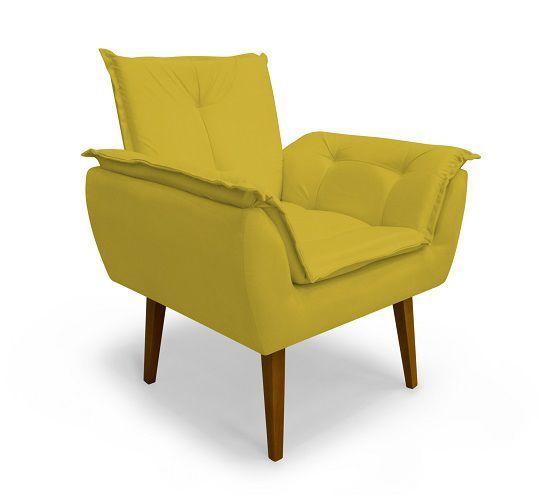 Imagem de Poltrona Decorativa Opala Suede Amarelo - Casa & Estofados