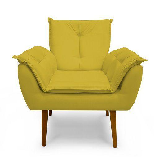 Imagem de Poltrona Decorativa Opala Suede Amarelo - Casa & Estofados