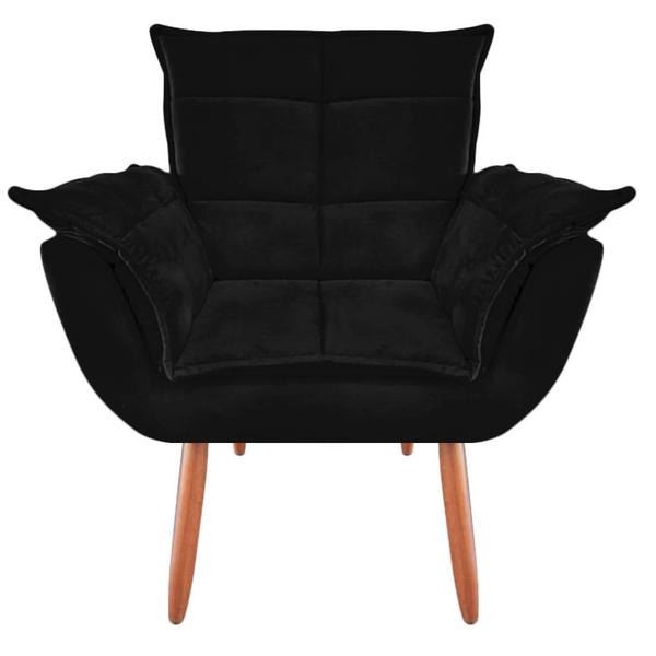 Imagem de Poltrona Decorativa Opala Suede Preto Luxo para sala