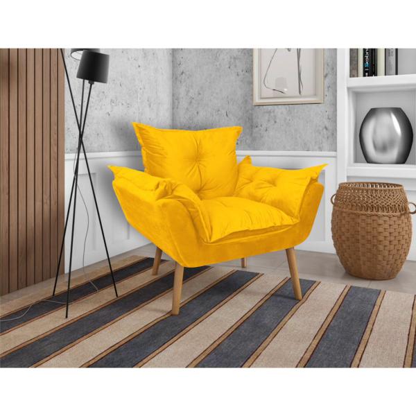 Imagem de Poltrona Decorativa Opalla Paloma Suede Amarelo