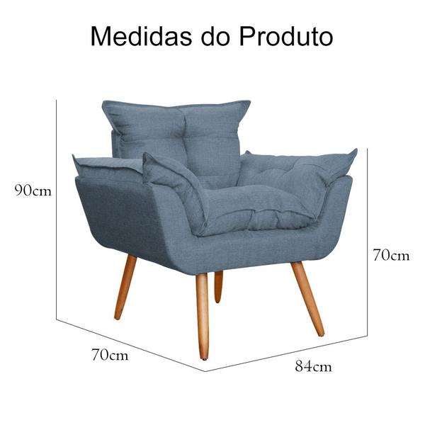 Imagem de Poltrona Decorativa Opalla Para Sala Linho Cores - DS Estofados