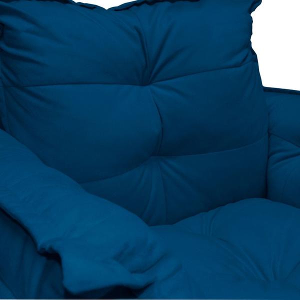 Imagem de Poltrona Decorativa Opalla Pés Giratório Metal Suede Azul Royal - DS Estofados