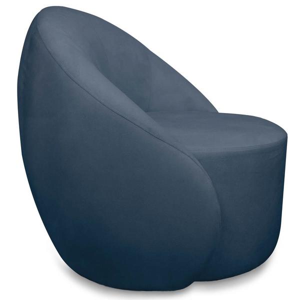 Imagem de Poltrona Decorativa Orgânica Giratória Lua Suede Azul Marinho D03 - D'Rossi