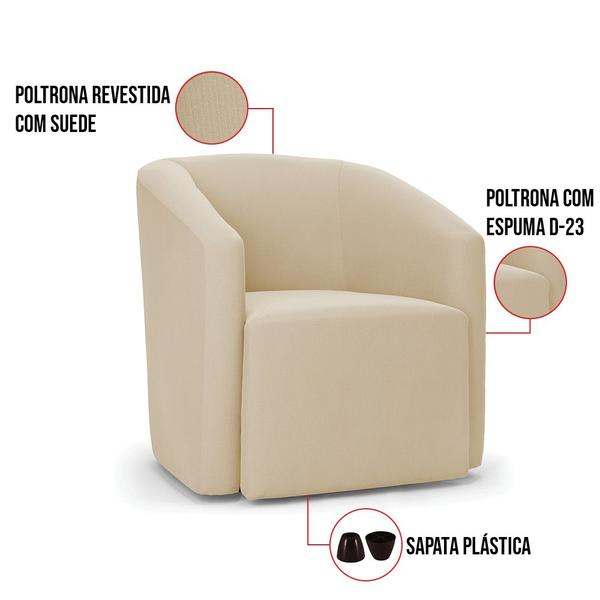 Imagem de Poltrona Decorativa Orgânica Kit 2 Stella Max Suede D03 - D'Rossi