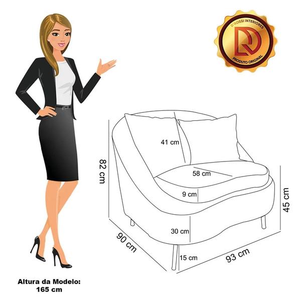 Imagem de Poltrona Decorativa Orgânica Pé Ferro Dou Kit 2 Zaya Bouclê Rosê C05 - D'Rossi