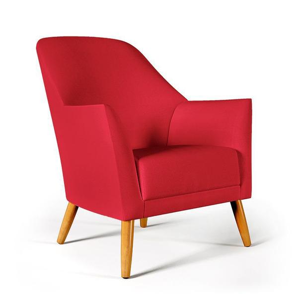 Imagem de Poltrona Decorativa Orion com Puff Izar Sued Vermelho Aradecor