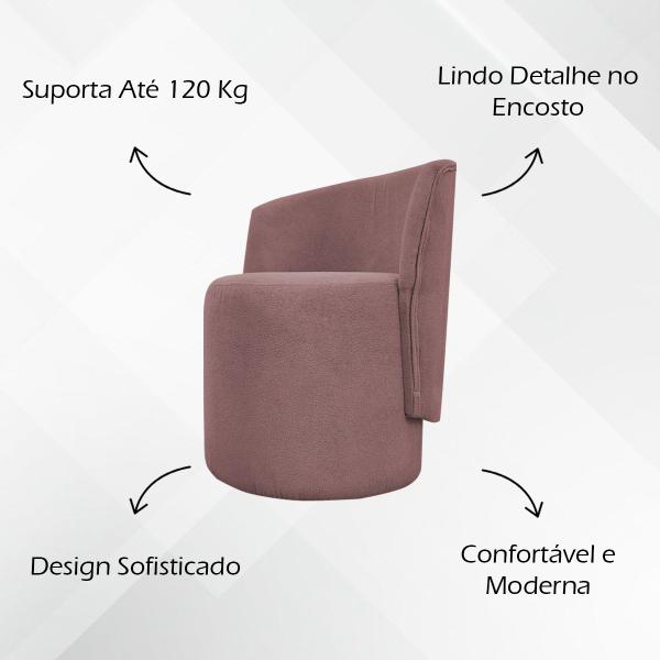 Imagem de Poltrona Decorativa Para Sala Aura Bouclé Premium Rosê