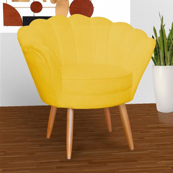 Imagem de Poltrona Decorativa para Sala de Estar Charm Suede Amarelo - Montanaris Decor