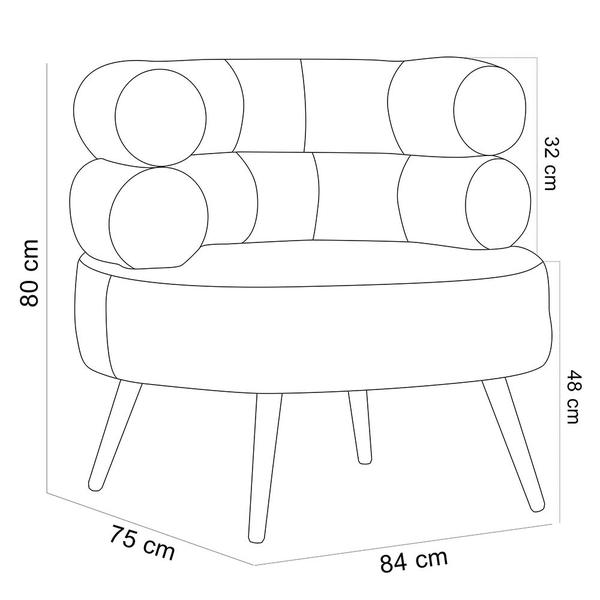 Imagem de Poltrona Decorativa Para Sala de Estar Fixa Pés Palito Titânio Suez C06 Bouclê Cru Z-399 - Lyam