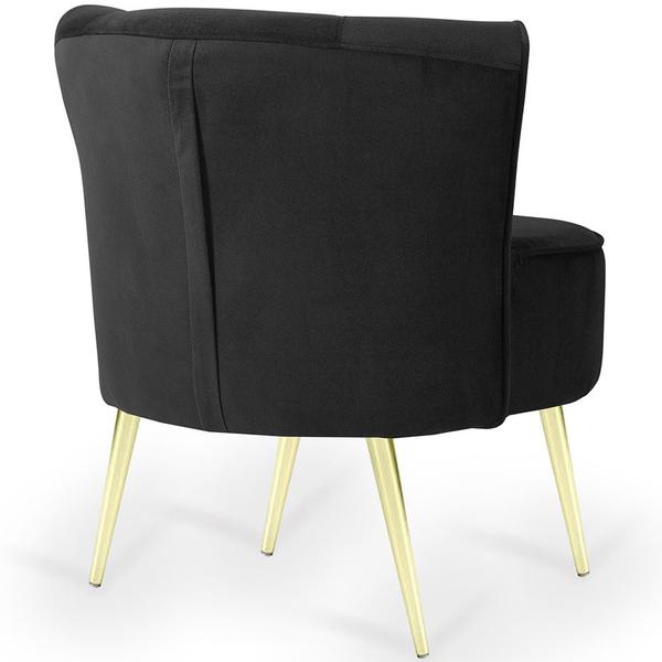 Imagem de Poltrona Decorativa Para Sala de Estar Olivia Pés Palito Gold Suede Preto - Nexta Casa