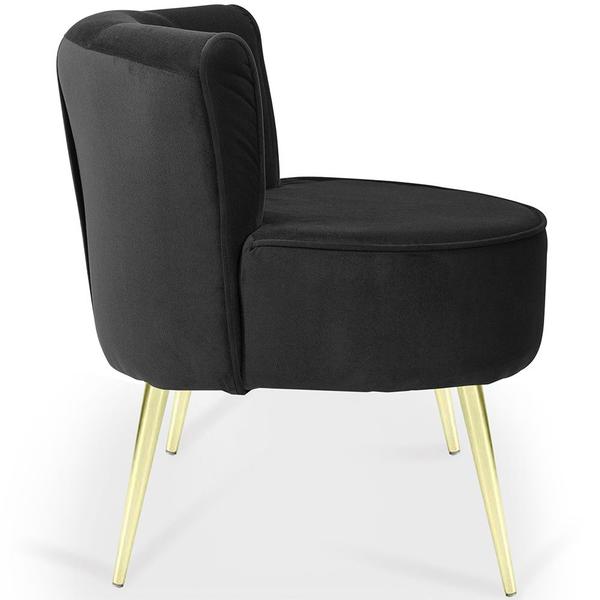 Imagem de Poltrona Decorativa Para Sala de Estar Olivia Pés Palito Gold Suede Preto - Nexta Casa