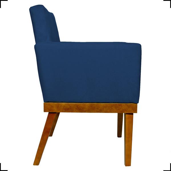 Imagem de Poltrona Decorativa Para Sala e Quarto Divine Com Base Reforçada De Madeira Suede Azul Marinho