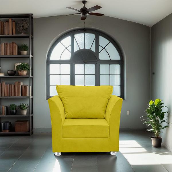 Imagem de Poltrona Decorativa para Sala e Quarto Lisboa Suede Amarelo