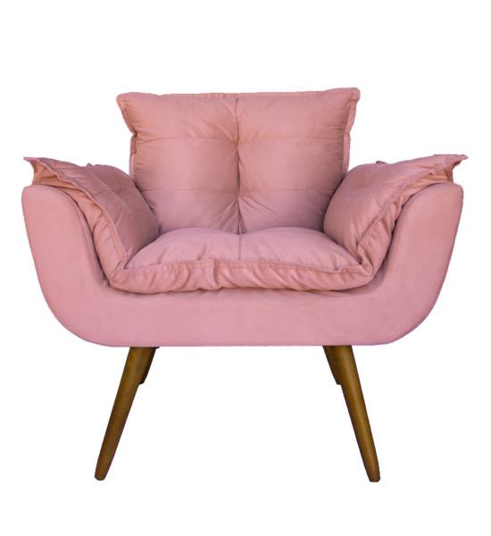 Imagem de Poltrona Decorativa Para Sala E Recepção Opala Suede Rosa - DL DECOR