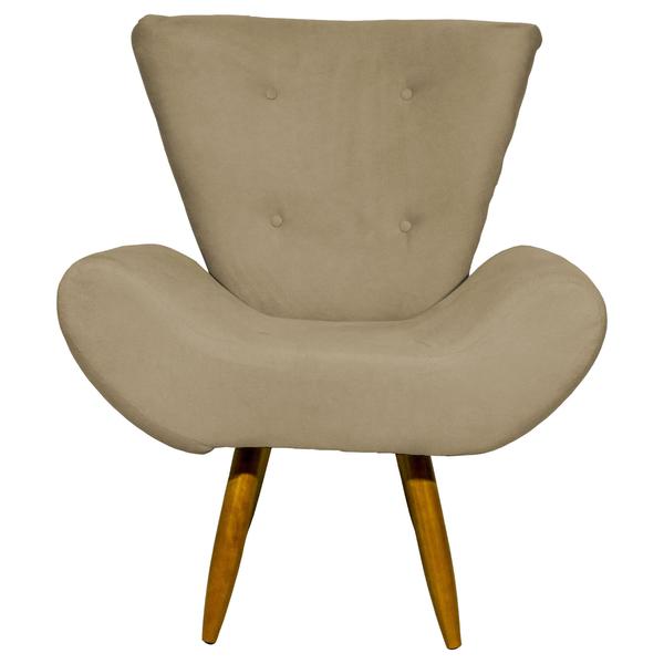 Imagem de Poltrona decorativa para sala emilia suede nude pé castanho - clique e decore