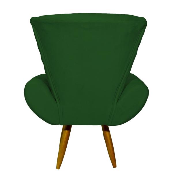 Imagem de Poltrona decorativa para sala emilia suede verde pé castanho - clique e decore