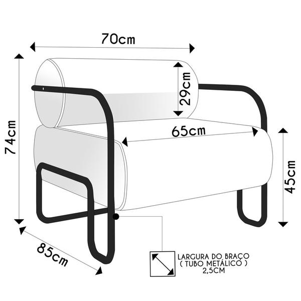 Imagem de Poltrona Decorativa para Sala Industrial Kira K04 Bouclê Cinza Claro - Mpozenato