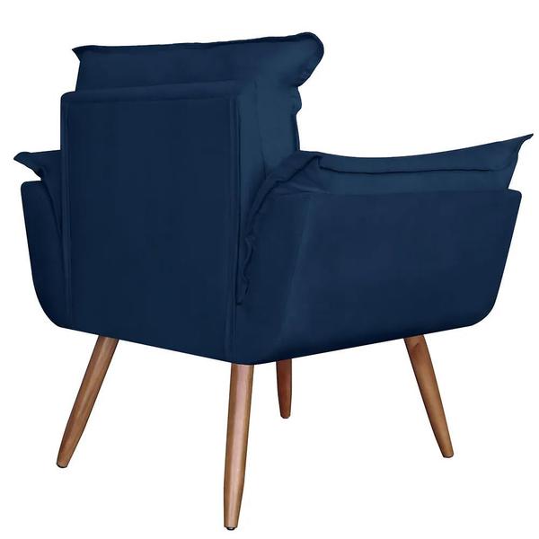 Imagem de Poltrona Decorativa Para Sala Opala Pés Palito Suede Azul Marinho VictoriaDecor