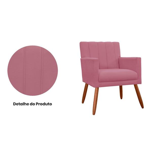 Imagem de Poltrona Decorativa Para Sala Recepção Cecília Suede Rosa - DL DECOR