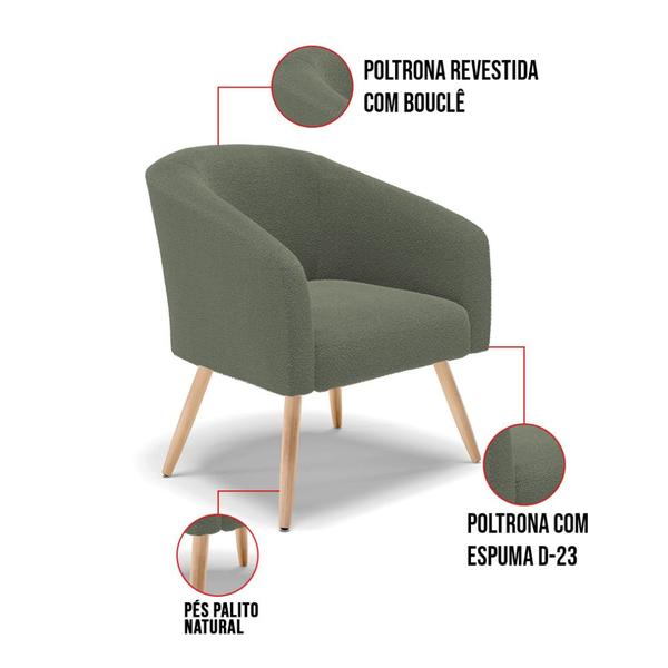 Imagem de Poltrona Decorativa Pé Palito Natural Stella Bouclê D03 - D'Rossi