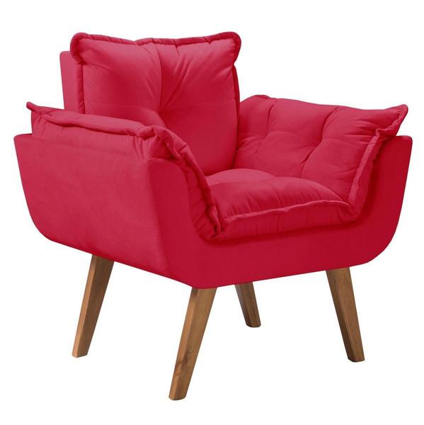 Imagem de Poltrona Decorativa Perola com Pés Madeira Suede Vermelho