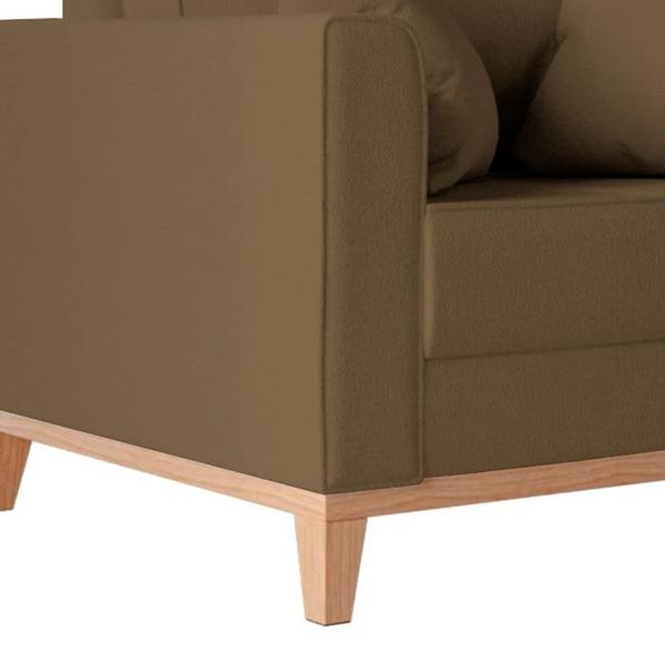 Imagem de Poltrona Decorativa Pes e Base em Madeira Beny Suede Marrom