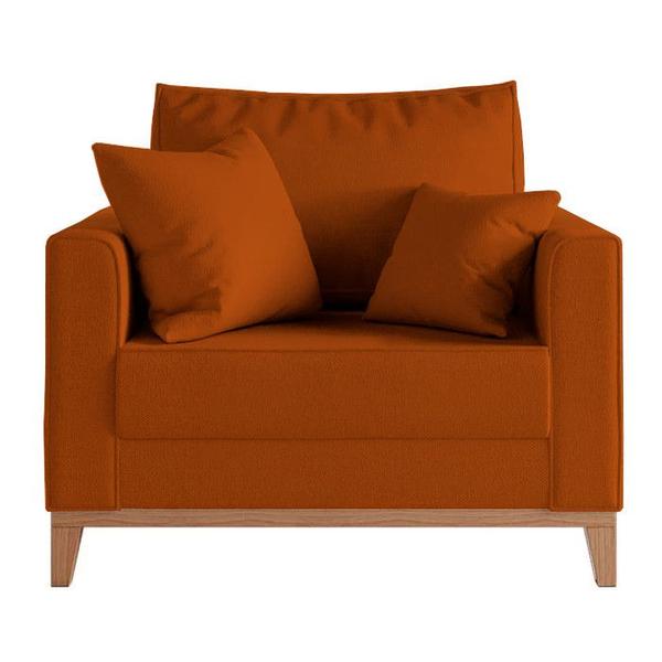 Imagem de Poltrona Decorativa Pes e Base em Madeira Beny Suede Terracota