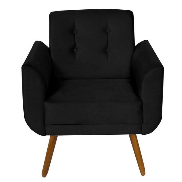 Imagem de Poltrona Decorativa Pés Palito Agata Suede Preto - DS Estofados