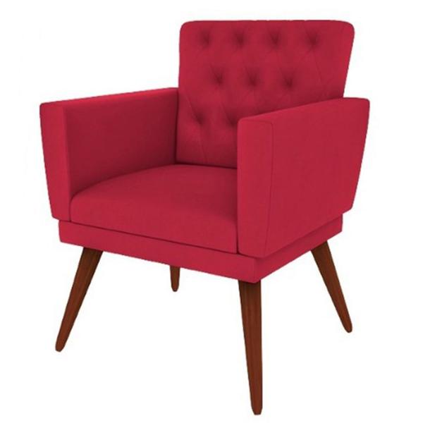 Imagem de Poltrona Decorativa Pés Palito Nina Encosto Estilo Capitonê Vermelho - Grupo Versartile