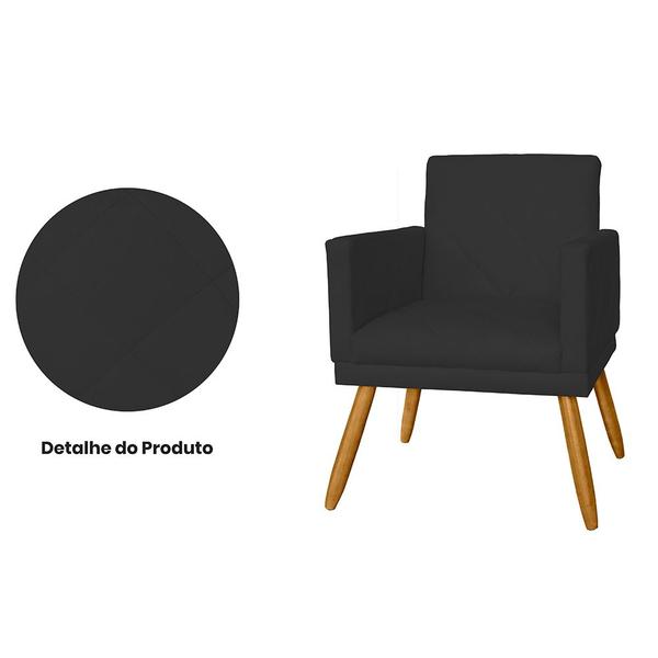 Imagem de Poltrona Decorativa Pés Palito Nina Estilo Matelassê Preto - Estopar