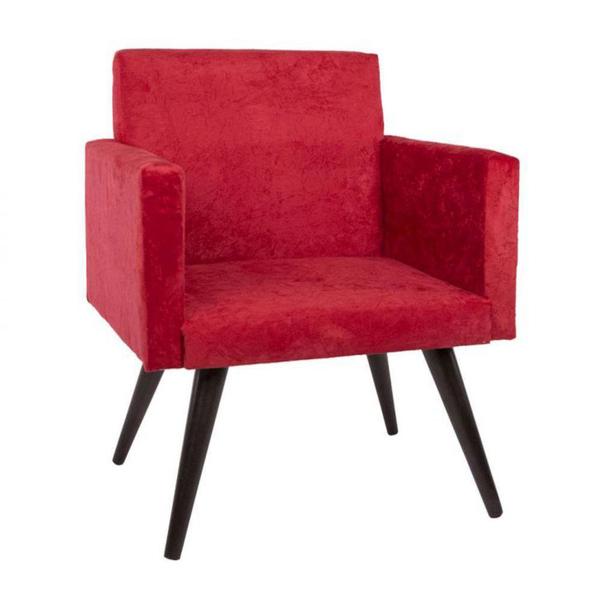 Imagem de Poltrona Decorativa Pés Palito Tabaco Nina Suede Vermelho - SA Móveis