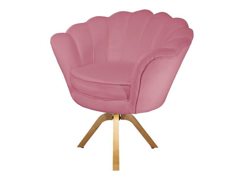 Imagem de Poltrona Decorativa Pétala Base Giratória Madeira Suede Rosa Ms Decor