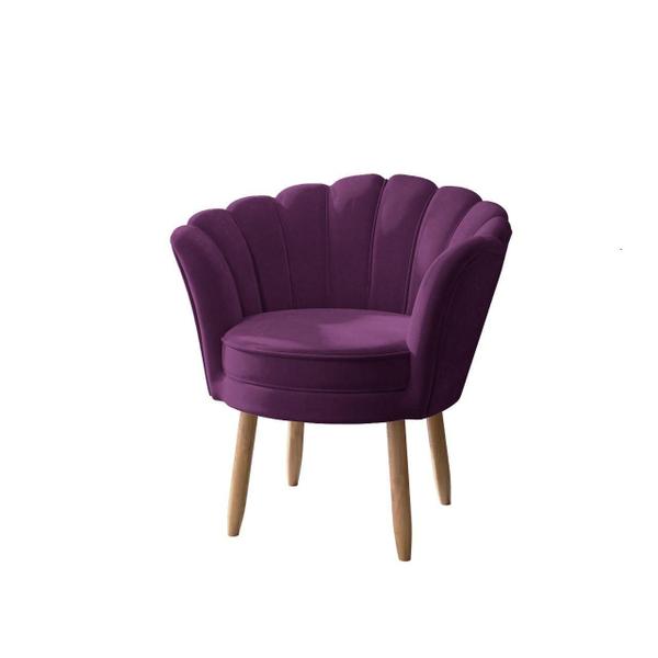 Imagem de Poltrona Decorativa Pétala Luxo Veludo Roxo Pés Palito - Visan Estofados